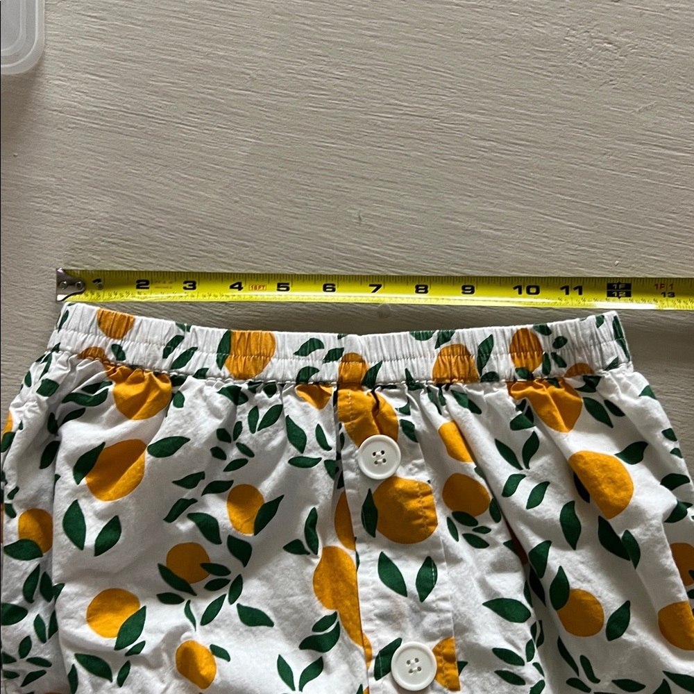 Midi floral/fruit Button-Down Skirt with elastic waistband White and Orange (S) - Picture 5 of 5